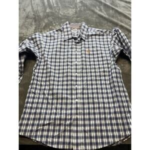 Cinch Western Shirt Mens Large Blue Plaid‎ Long Sleeve Cowboy Button Up Flip Cuf